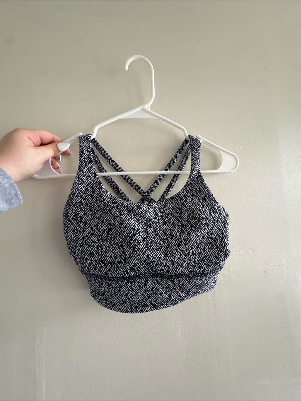 lululemon athletica Black & White Textured Strappy Sports Bra